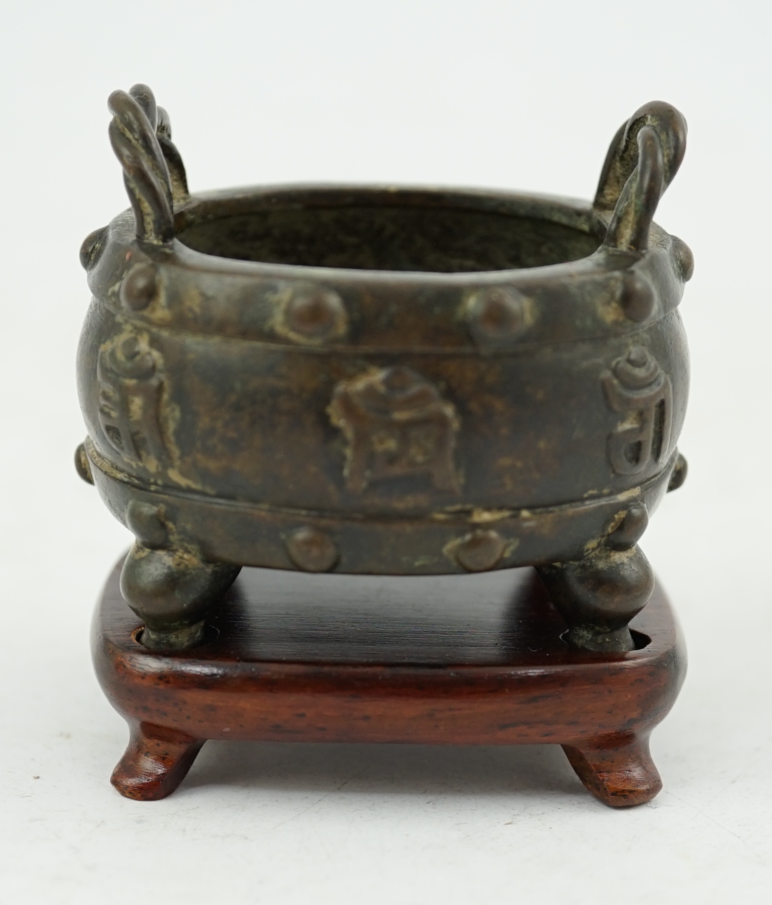 A Chinese miniature bronze censer, Xuande mark, probably 17th/18th century